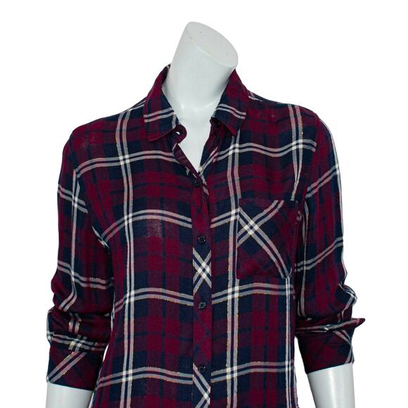 Rails Gemini Button up Flannel Shirt Metallic Plaid Women's Size Small - Picture 6 of 9